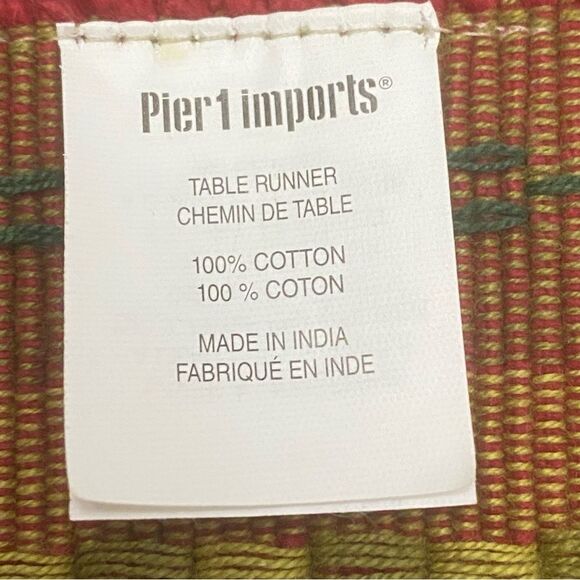 Pier 1 Imports Textured Boho Multi Color Stripe Fringe Table Runner 100% Cotton - Picture 5 of 5